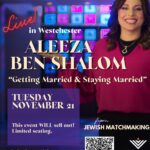 Aleeza Ben Shalom Instagram – Getting Married and Staying Married
with Aleeza Ben Shalom
 
📅 Date: Tuesday, November 21st, 2023
📍 Venue: Irvington High School theater – 40 N Broadway, Irvington, NY 10533
⏰ 6:30 PM – 7:15 PM: Exclusive VIP Reception: Meet and Greet with Aleeza Ben Shalom.
⏰ 7:30 PM – 9:00 PM: Main Program.

From Netflix’s “Jewish Matchmaking” to Irvington’s live stage, join acclaimed matchmaker Aleeza Ben Shalom for a deep dive into Jewish perspectives on love, relationships, and the art of finding the perfect partner. Whether single, dating, or married for years, Aleeza’s blend of modern expertise and ancient wisdom promises an inspiring, connected, and entertaining evening.

🎤 Dive into behind-the-scenes secrets and Aleeza’s personal matchmaking tales.

🎭 Witness live matchmaking on stage, filled with captivating surprises.

Reserve your spot and discover Aleeza’s secrets to not just getting married, but staying married!

Click the link on my bio or visit the link below⬇️
https://marriagemindedmentor.com/events/

#AleezaBenShalomLive #Unitytour #JewishMatchmaking