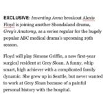 Alexis Floyd Instagram - 💙 @shondarhimes @greysabc @shondaland 💙
