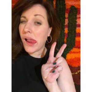 Allison Tolman Instagram - I took this photo in a bar bathroom a couple weeks ago on a very fun night but then got self conscious about posting it because I’m sticking my tongue out in like, 70% of the photos I snap right now and I’m not sure why, but I dunno fuck it. 🤷🏻‍♀️