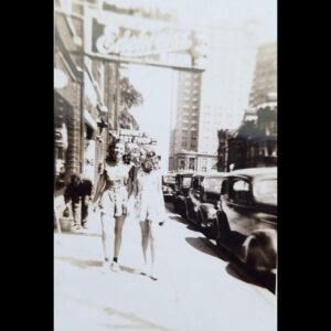 Allison Tolman Instagram - My mom found this photo of my grandmother walking down the street in Los Angeles at around 15– 1945ish. I was going to post it to my stories, but then you guys wouldn’t be able to zoom in to see if we look alike. So main it is! Gloria is on the left.
