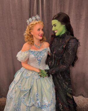 Amanda Jane Cooper Instagram - September 9th, 2023 with @maryspacekate on Broadway! 7 years after we bubbled and broomed up together on the National Tour. MK is so darn special. We grew up 20 minutes away from each other with mutual friends in PA, but @wicked_musical is what brought us together. 

She is generous, genuine & powerful on stage and off. To see the evolution of her Elphaba (and to be her friend irl)…just wow!! Playing together after we’d both grown and changed for good…a gift. Learning from her fashun…blessed.

Don’t miss MK’s episode on my new podcast A TIME TO LIVE. Episode 17. Link where you think it is. 😏

Love you MK!! 💚 #Happy20thAnniversaryWicked #Wicked20