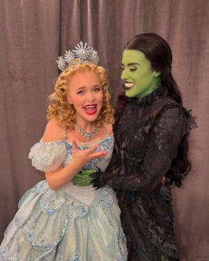 Amanda Jane Cooper Instagram - September 9th, 2023 with @maryspacekate on Broadway! 7 years after we bubbled and broomed up together on the National Tour. MK is so darn special. We grew up 20 minutes away from each other with mutual friends in PA, but @wicked_musical is what brought us together. 

She is generous, genuine & powerful on stage and off. To see the evolution of her Elphaba (and to be her friend irl)…just wow!! Playing together after we’d both grown and changed for good…a gift. Learning from her fashun…blessed.

Don’t miss MK’s episode on my new podcast A TIME TO LIVE. Episode 17. Link where you think it is. 😏

Love you MK!! 💚 #Happy20thAnniversaryWicked #Wicked20