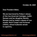 Amy Schumer Instagram - Today we came together in solidarity not to divide but to unite to thank President Biden for his work releasing hostages and urge all to leave #NoHostageLeftBehind