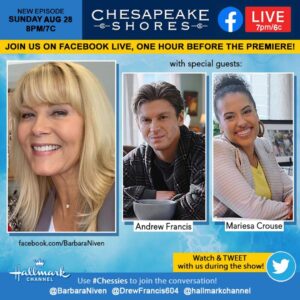 Andrew Francis Instagram - Tonight‘s episode of Chesapeake Shores is one of my absolute favorites of the entire season! Come hang out with us and find out why! 🎉 Join myself, @barbaraniven and @mariesacrouse 1hr before the episode airs @ Barbara‘s Facebook Live Event! 🤔😏😏😏#SneakyConnor #ChesapeakeShores @hallmarkchannel #Chessies @schearthome #FacebookLive