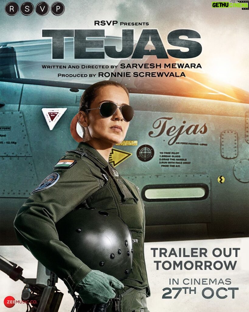 Anshul Chauhan Instagram - Kal aa rahi hai Tejas, bharne Bharat ke liye udaan! ✈️ Toh taiyaar hai na aap? 👀 #TejasTrailer out tomorrow at 9 AM. #BharatKoChhedogeTohChhodengeNahi #Tejas in cinemas on 27th October. @kanganaranaut @sarveshmewara @rsvpmovies @ronnie.screwvala @varun.mitra @ashishvidyarthi1 @nair.vishak @shashwatology @rangoli_r_chandel @zainabburmawalla @pashanjal @nonabains @zeemusiccompany