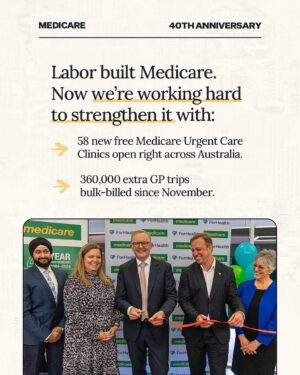 Anthony Albanese Instagram - Medicare is part of what it means to be Australian.

While Labor built it, the Liberals fought against it every step of the way. 

And as Health Minister, Peter Dutton tried to introduce a tax on seeing your GP. 

We believe getting health care should depend on your Medicare card, not your credit card.

That’s why we’re working hard to protect and strengthen Medicare for all Australians.