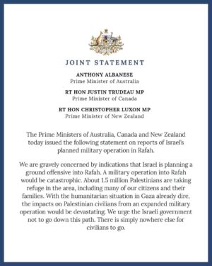 Anthony Albanese Instagram - Joint statement with @justinpjtrudeau and @christopherluxon.