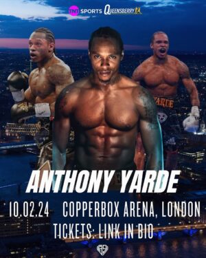Anthony Yarde Instagram - 2 days - Link for tickets in my bio  #LionsInTheCamp 🦁 🥊
Televised on @tntsports