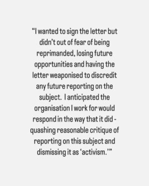 Antoinette Lattouf Instagram - Testimonies from journalists who didn’t - or couldn’t - sign the letter calling for greater scrutiny in the reporting of the violence unfolding in the Middle East. 

There were too many responses to include all of them but you get the idea. 

They come from journos in TV, print and online newsrooms, across both commercial and public broadcasters. 

The aim with sharing these is to give you a glimpse of the pressure some journalists are under and to make it clear that even though many didn’t sign the letter publicly, they support the letter privately.