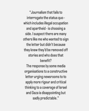 Antoinette Lattouf Instagram - Testimonies from journalists who didn’t - or couldn’t - sign the letter calling for greater scrutiny in the reporting of the violence unfolding in the Middle East. 

There were too many responses to include all of them but you get the idea. 

They come from journos in TV, print and online newsrooms, across both commercial and public broadcasters. 

The aim with sharing these is to give you a glimpse of the pressure some journalists are under and to make it clear that even though many didn’t sign the letter publicly, they support the letter privately.