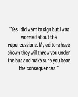 Antoinette Lattouf Instagram - Testimonies from journalists who didn’t - or couldn’t - sign the letter calling for greater scrutiny in the reporting of the violence unfolding in the Middle East. 

There were too many responses to include all of them but you get the idea. 

They come from journos in TV, print and online newsrooms, across both commercial and public broadcasters. 

The aim with sharing these is to give you a glimpse of the pressure some journalists are under and to make it clear that even though many didn’t sign the letter publicly, they support the letter privately.