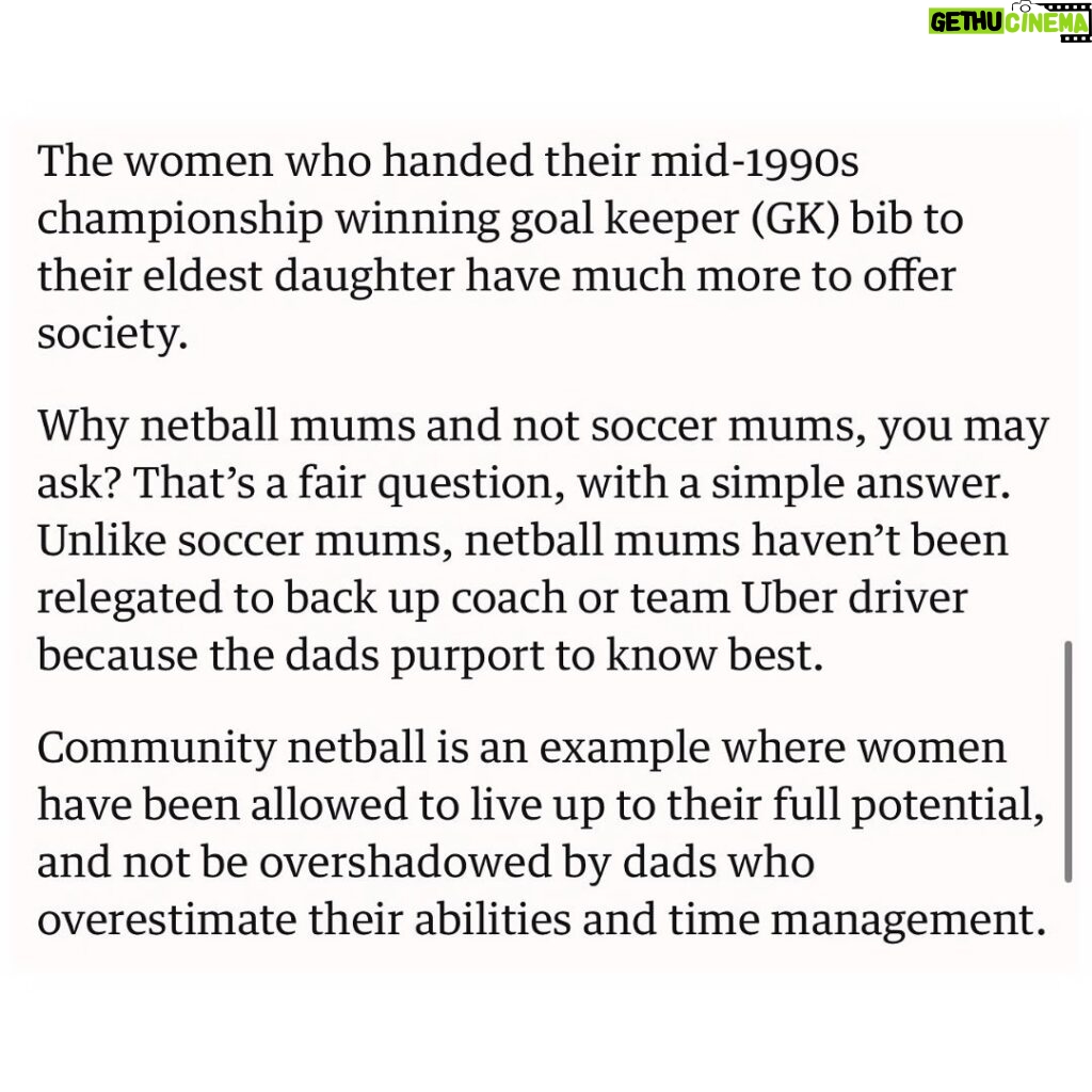 Antoinette Lattouf Instagram - A love letter to netball mums. Soccer mums don’t @ me.