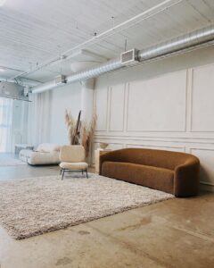 Ariel D. King Instagram - Personally I love jewel tones but this is such a soothing interior! Great pick! I wonder what @archdigest would think? #interiordesign #bohodecor #midcenturymodern #architecturaldigest #interior #interiorinspo #furrycouch #luxuryinteriors #browncouch #pastelinterior #shagcarpet #shagcouch Los Angeles, California