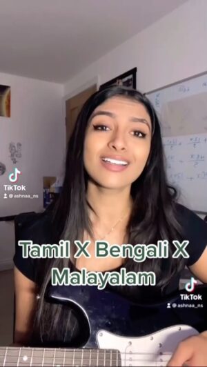 Ashnaa Sasikaran Instagram - Tried this mashup! Feel free to correct my pronunciation :) let me know what you think!🥺❤️ #tamil #tamilsong #bengali #tamilcover #fyp #foryou #singing #vocal #mashup #guitar #electricguitar #malayalam #music #vocalist #tamilmashup #tamilsimger #3languages #foryoupage #tamilsongcover #requests #ashnaa #trending #trendingnow