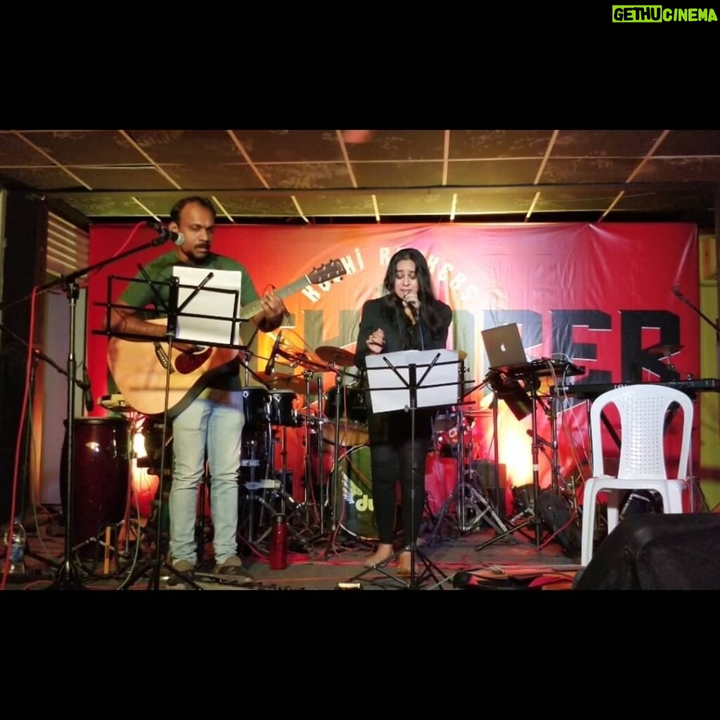 Aswathi Menon Instagram - #Throwback When Kochi Rockers conducted "Rocktober" at Riverbourne Center in Tripunithura. To a few who know, I used to sing way back with 'Kalinga' We were the resident band at Taj Malabar in the year 2001... Rocktober was absolutely nostalgic, meeting the kochi rockers who keep the Kochi Rock scene alive created some new memories to cherish a lifetime... Brought back some fond memories with a few un plugged covers with the brilliant @parameswarsumesh Getting up on stage and performing after such a long break.. Thought would share ❤