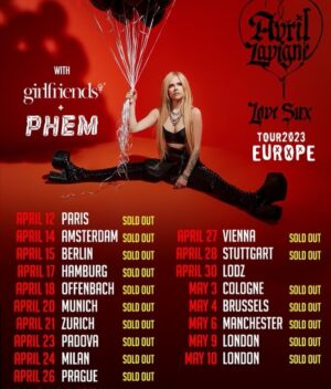 Avril Lavigne Instagram - 2 weeks till the EUROPE tour. LFG!! What songs do you guys want to hear live? 🖤🧡🖤🧡