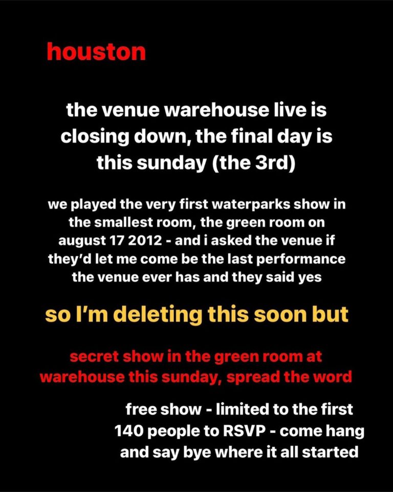 Awsten Knight Instagram - TEXAS - RSVP BY EMAILING YOUR NAME AND HOUSTON SNEAKING OUT OF HEAVEN TOUR TICKET RECEIPT TO waterparkstx@mddn.co LIMITED TO 140 - SEE YOU THERE