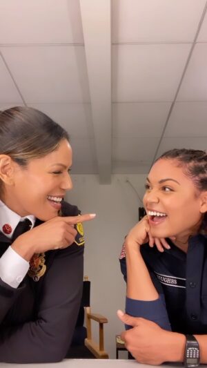 Barrett Doss Instagram - Love this gal. Love y’all. A new season of @station19 starts tonight! 

P.S. 2 Broadway gals, double the fun!!! What should we duet next?

#station19 #barrettdoss #merledandridge #vichughes #natashaross