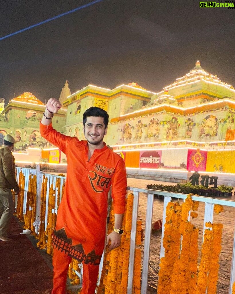 Bhavin Bhanushali Instagram - 22-01-2024. The day our ancestors fought for. The day that came after 500 years. Can’t be more happy to be at Ram mandir Ayodhya on this day❤️ Jay Shree Ram 🚩 Jay Jay Garvi Hindu 🚩 Outfit by: @bhanu.designer #jaishreeram #ayodhya #rammandir Ayodhya Dham