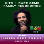 Bob Marley Instagram - @siriusxm’s #ListenFree event is on NOW 📻🎶 Tune in to Bob Marley's @TuffGongRadio and more to kick off your holiday season. Just turn the radio on in your car to listen free. Happening now through December 4. 🔗 web version available at link in story.