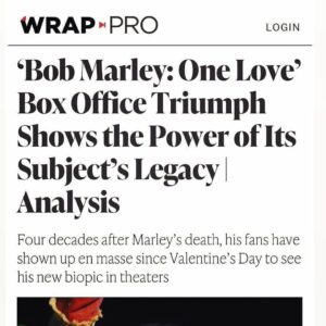 Bob Marley Instagram - From @lashanalynch, who plays @officialritamarley in @onelovemovie :
No. 1 at the box office! And your reviews are making me feel some type of way. Proud and thankful for all the love for #OneLoveMovie. A movie for the people 💚💛🖤
