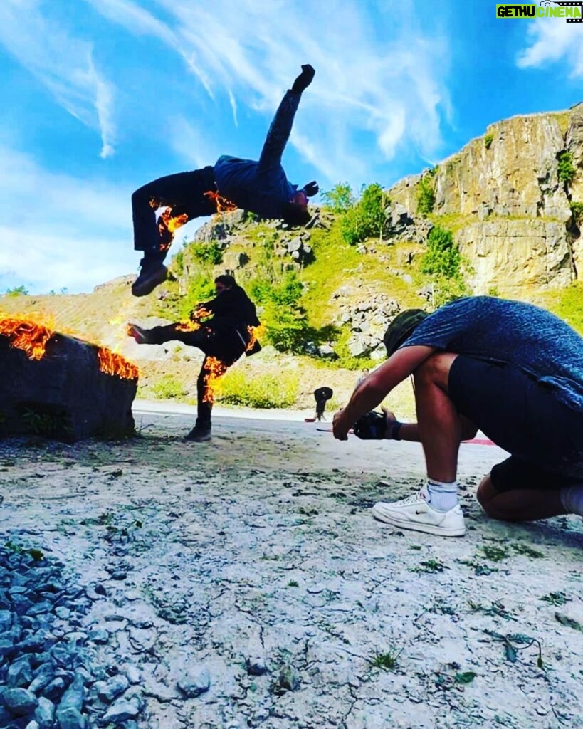 Bobby Holland Hanton Instagram - Who said Derbyshire wasn’t warm?! 🔥#stunt #set #movies #shoot #fire