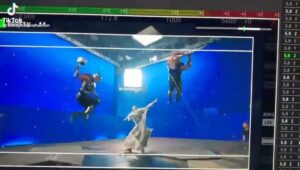Bobby Holland Hanton Instagram - Gorr- blimey he’s strong 😜⠀
⠀
⠀
Mighty Thor double: @ziakelly93 ⠀
Valkyrie double: @taramacken 
Gorr double: @garreth.hadfield 
Thor double: Me👋🏽
⠀
Stunt Coordinators: Kyle Gardiner and @jadeamantea 

Head rigger: @andyophoto ⠀
⠀
#WALLOP⠀
⠀
⠀
#thor #thorloveandthunder #stuntteam #behindthescenes #stunts #stuntdouble #chrishemsworth #mcu