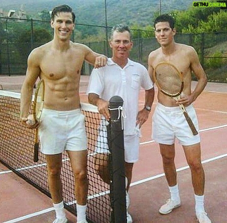 Brad Benedict Instagram - Once upon a period piece…🎥🎾🎬 . . @tomford #tomford #asingleman #tennis #whowearsshortshorts #theovalonbet Malibu, California