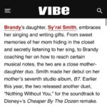 Brandy Norwood Instagram – So proud of you beautiful soul  @syraismith ♥️ thank you @vibemagazine for recognizing her pure spirit, beauty, and most of all her talent. 
@4evervaughn you rock! 
#morethanalegacy