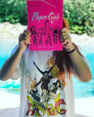 Brian K. Vaughan Instagram - My cool niece is visiting, and wanted to remind everyone that if you’d like to read PAPER GIRLS before our series begins on @primevideo this Friday, you can pick up these rad hardcover editions at your favorite local comic shop today! #papergirls #imagecomics #supportyourlcs