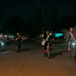 Brian K. Vaughan Instagram - Time flies by...literally. Paper Girls is coming to @primevideo on July 29th.

[Video Description: 40 seconds. Teaser trailer of “Paper Girls”, an Amazon original series premiering July 29th. Various scenes of Erin, Tiff, KJ, and Mac traveling through time. After meeting Erin's future self, scenes show the girls trying to get back to their current year, 1988. End title card reads “Prime Video included with Prime."]