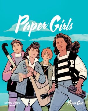 Brian K. Vaughan Instagram - No matter what happens, they've got each other. Right? #PaperGirls drops on @PrimeVideo on July 29th. 

[GIF Description: 12 seconds, animated loop. Text reads, “Paper Girls”, an Amazon original series on Prime Video. Motion added to the cover art from the comic book series “Paper Girls: The Complete Story” by Brian K. Vaughan and Cliff Chiang. A group illustration of the girls, from left: K.J., Erin, Mac, and Tiff. Each girl looks off into the distance, prepared for an adventure. K.J. holds a field hockey stick. Erin clutches the strap of her messenger bag. Mac stands with headphones in, smoking a cigarette. Tiff holds a flashlight and a walkie-talkie. Behind them is a horizon where green grass meets blue sky. The colors shift into yellow, pink, and purple hues. Leaves and clouds drift by as the girls stand unmoving, their eyes  blinking, hair blowing in the wind.]