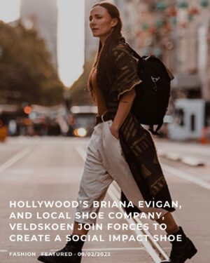 Briana Evigan Instagram - Thank you @lifestyling.co.za for the awesome article for the @moveme.studio and @veldskoenshoes social impact shoe. Click link in bio to get yours 🌏