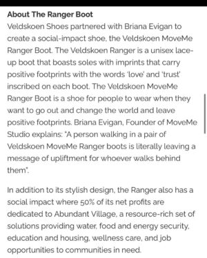 Briana Evigan Instagram - Thank you @lifestyling.co.za for the awesome article for the @moveme.studio and @veldskoenshoes social impact shoe. Click link in bio to get yours 🌏