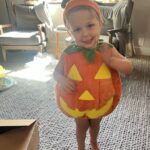 Brie Garcia Instagram - Buddy’s costume came in which means this will be his daily attire till November 😂🎃 I actually don’t mind because he’s the cutest pumpkin I’ve ever seen!!