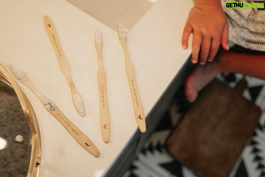 Brie Garcia Instagram - Every plastic toothbrush that you have used is still out there, it ends up in a landfill or the ocean. I remember reading this and knew I had to change up my tooth brush game and teach my kids the importance of wooden toothbrushes. Toothbrushes are the most essential thing in a bathroom and we are lucky to have more sustainable products to help our planet!! #mindfulmonday 🪥