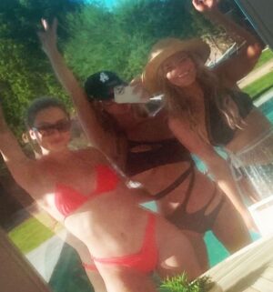 Brittany Thompson Martinez Instagram - They call us the Tres bombshitas j/k but sounds appropriate 🤷🏼‍♀️ there’s no one  else I’d want to spend an hour trying to figure out how to get a swimsuit on for than you two. To many, many more travel adventures (when the world allows), good times, memories and endless laughs DUH cause we’re kinda fun. I love you both to the moon and back.