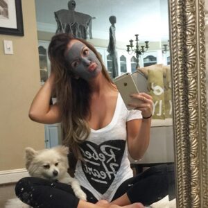 Brittany Thompson Martinez Instagram - Because it's #Friday and I dont give a #fudge oh, and I woke up like this 😜🙈👹thanks for my awesome #rebelhearts shirt from the amazing band @theshelters  #theshelters  #warnerbrothers you guys are the #BEST I'll be seeing you in #december #tompetty 💁🏻💃🏻😍🙏🏼 #facemask #friday #band #wokeuplikethis #halloween #pomeranian #dogsofig #furbaby