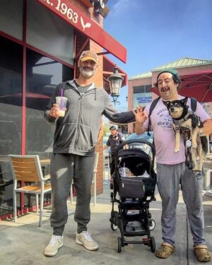 Brody Stevens Instagram - Coffee, Crocs, dog, baby & my pal @sandydanto! Always nice to see good friends in the neighborhood. ☕️ #DetroitEnergies