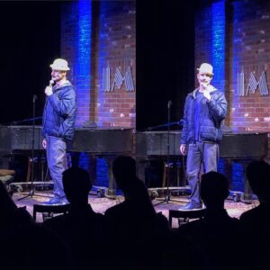 Brody Stevens Instagram - Audience member gave me his plastic birthday hat mid-show. 🎩 I put it on and continued w/my interactive set. 🎤 Crowd enjoyed it. I wouldn’t post it if they didn’t. #uKnowMe 😊 Thanks to @bobbymiyamoto for capturing this unique moment. 📷