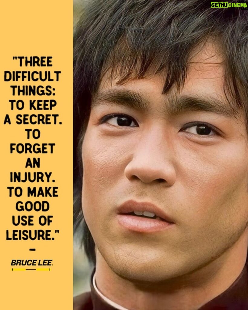 Bruce Lee Instagram - 🐉“Three difficult things: ✅To keep a secret. ✅To forget an injury. ✅To make good use of leisure.” - Bruce Lee #brucelee #reminders #personalgrowth #daybyday #bitbybit Photo treatment by @mr_kun_san