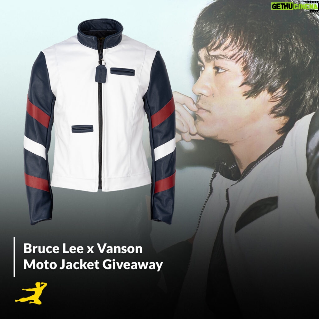 Bruce Lee Instagram - 🎉GIVEAWAY TIME! Enter now for your chance to win a Bruce Lee x Vanson Leather Moto Jacket 👉 link in bio to enter (it's free!) 🔗 shop.brucelee.com Modeled after the jacket that Bruce himself wore, this replica pays homage by being an exact facsimile, right down to the last stitch. Enter now for your chance to win 👉 link in bio 🔗 shop.brucelee.com
