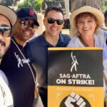 Bryan Safi Instagram - Mini 9-1-1 call center reunion at the solidarity strike today! #sagaftrastrong #wgastrong