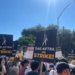 Bryan Safi Instagram - Mini 9-1-1 call center reunion at the solidarity strike today! #sagaftrastrong #wgastrong