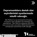 Burak Satibol Instagram - Ortağımız olan 76 özel tiyatro ve tüm bileşenlerimizle #SahnedenDayanışma’yı büyütüyoruz. 📌 Oyun Gelirlerimizi @afetplatformu ’nda yer alan Sivil Toplum Kuruluşları ile paylaşıyoruz. 📌 Barınma ihtiyacı için, paydaşımız @ihtiyacharitasiofficial 'ın #BirKiraBirYuva Projesi’ni destekliyoruz. 📌 Depremzedelere destek olan seyircilerimizi oyunlarımızda misafir edeceğiz. @afetplatformu 📌 Afet bölgesindeki meslektaşlarımız @akdenizbolgetiyatrokooperatifi ve @ahuratiyatrokooperatifi ile dayanışma içinde olacağız. 📌 Depremden etkilenen insanlarımız yeniden bir hayat kurarken, başta çocuklar ve kadınlar olmak üzere toplumsal iyi oluşu destekleyecek faaliyetler yürüteceğiz.