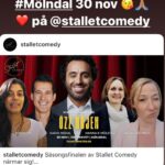 Özz Nûjen Instagram - Vi ses snart #Mölndal @stalletcomedy 😘❤️ 30 NOV på @abytravet 😘 bilj på Ticketmaster #standup #comedy #Gbg #Göteborg #västkusten