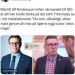 Özz Nûjen Instagram - Vi kommer tygla dem sa de… #SD nu 24% #Moderaterna #KD och #Liberalerna nu 21% Men som den gode Olle Wästberg sa till Ulf Kristersson 15 sep 2020… - Råd till Ulf Kristersson (efter närmandet till SD) är att han borde tänka på det John F Kennedy sa i sitt installationstal: ”De som, dåraktigt, söker makt genom att rida på tigerns rygg slutar i dess mage” #svpol #blåbrun #regering #populism #rasism