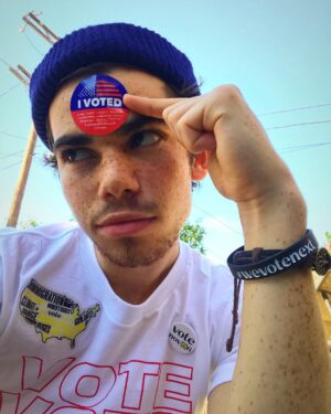 Cameron Boyce Instagram - this mood is the best mood. OUR turn. show up & show out, LET’S GO!!! #wevotenext 💙💙💙💙