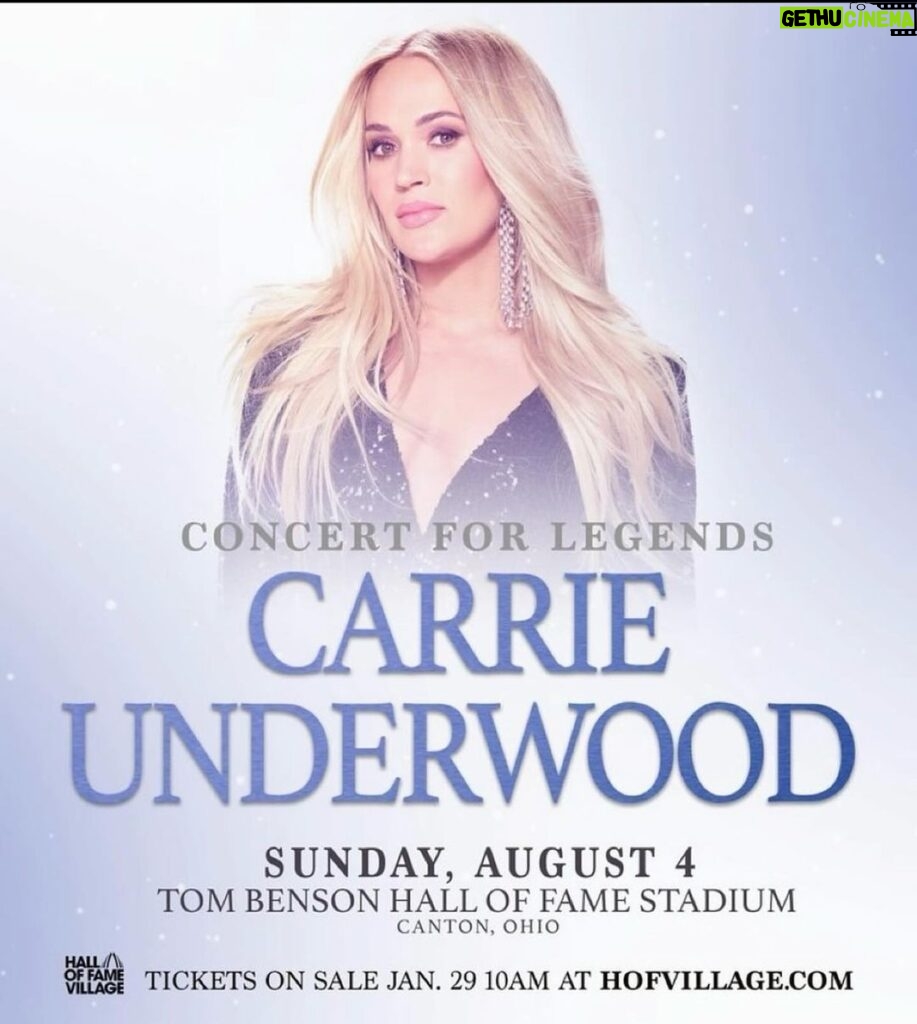 Carrie Underwood Instagram - #Repost @profootballhof ・・・ NEWS: The @hof_village on Wednesday unveiled the headline act for the highly anticipated 2024 Concert for Legends, which will take place during Enshrinement Week this summer.   It’ll be @carrieunderwood!