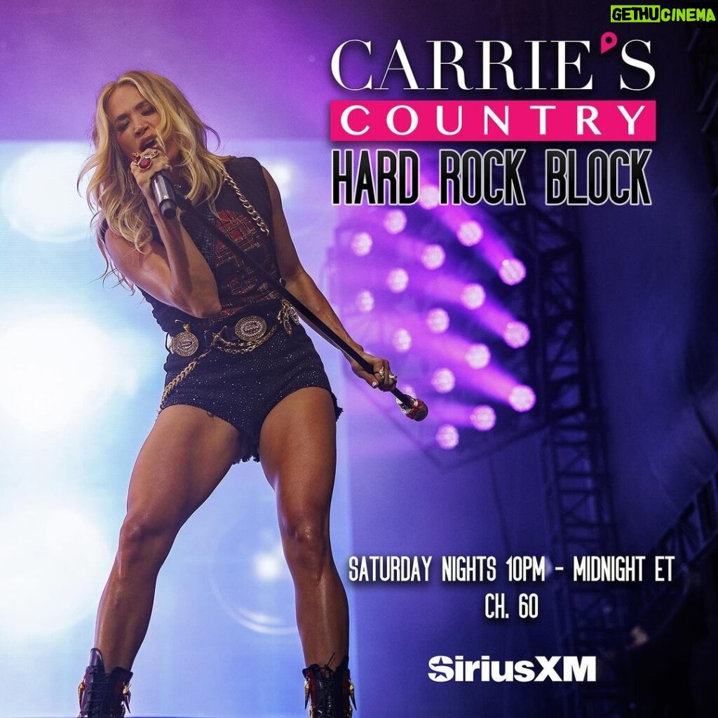 Carrie Underwood Instagram - Saturday nights rock in @CarriesCountry! 🤘 Tune in at 10PM ET each week to hear high octane, heavy headbangers handpicked by Carrie. 🎸